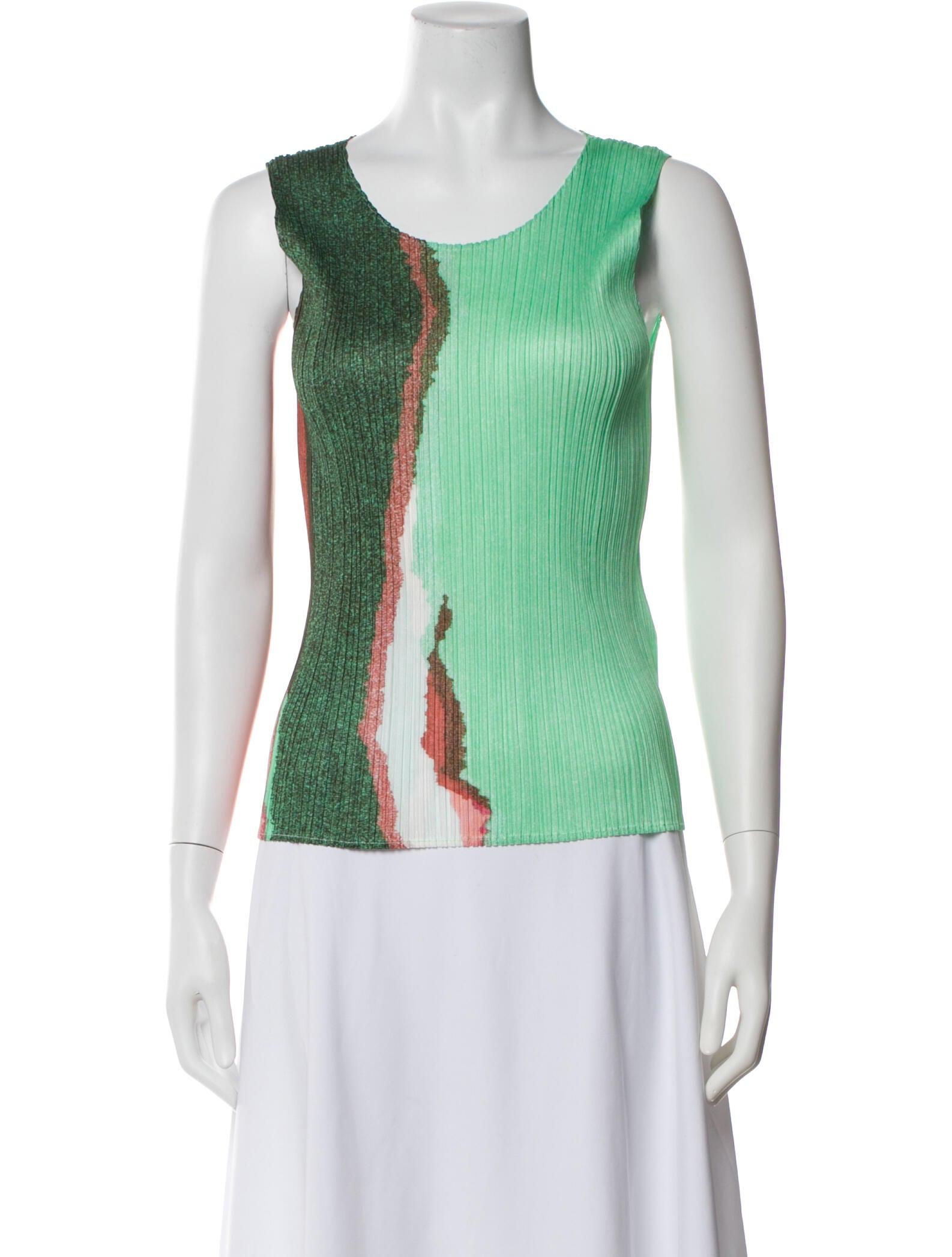 Pleats Please Issey Miyake Printed Crew Neck Top