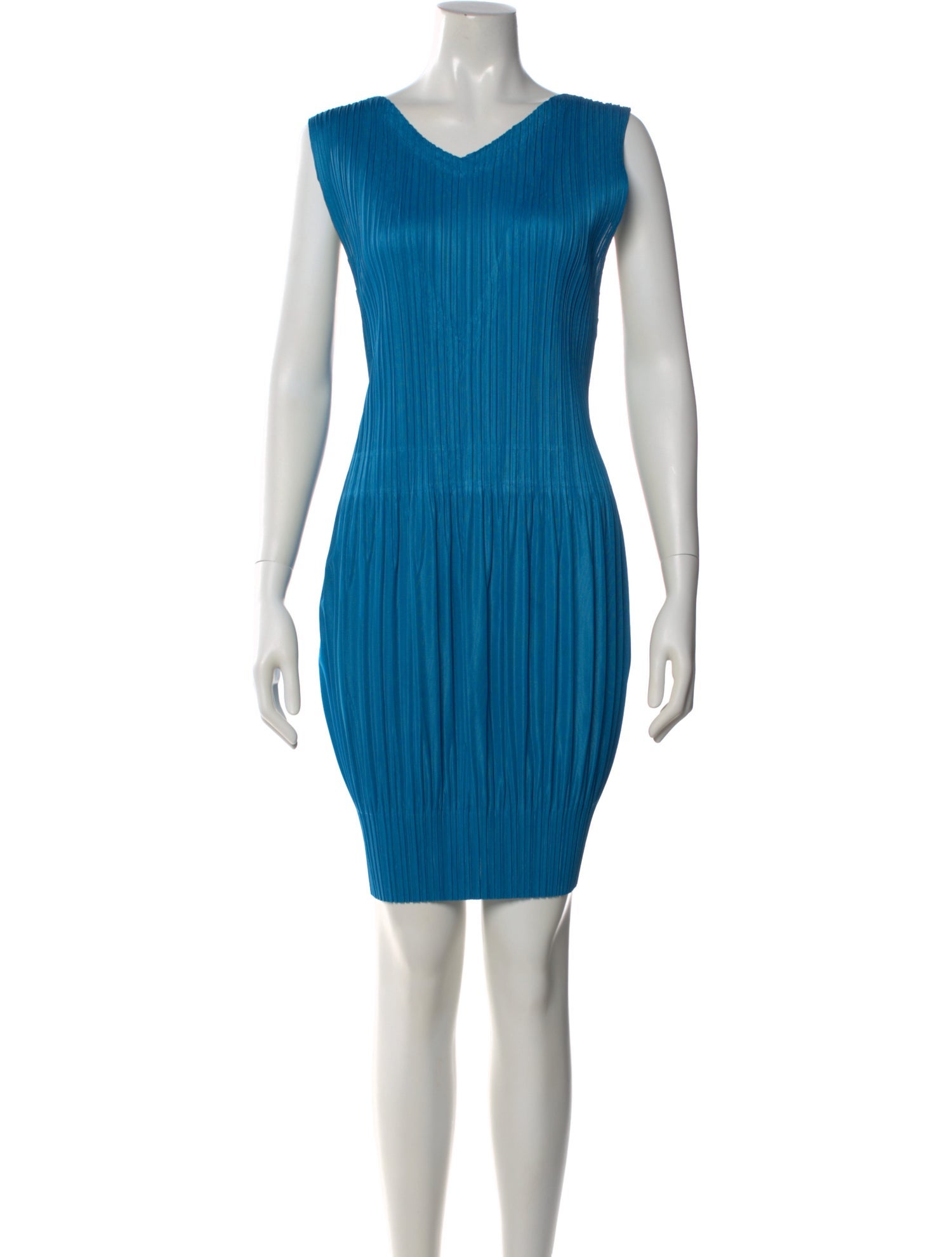 Pleats Please Issey Miyake V-Neck Mini Dress