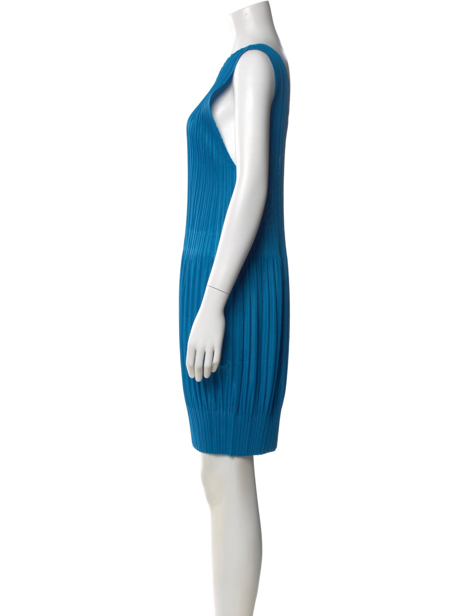 Pleats Please Issey Miyake V-Neck Mini Dress