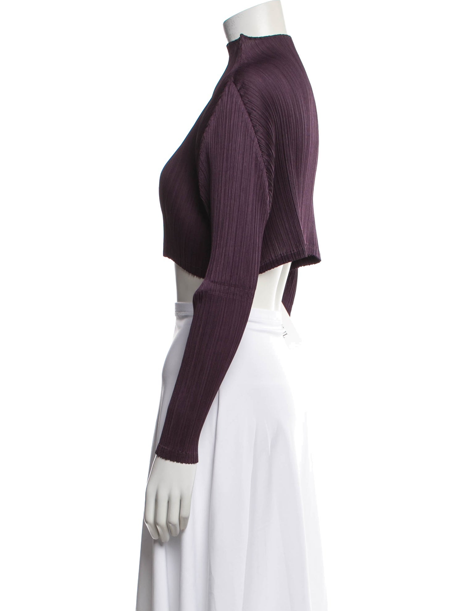 Pleats Please Issey Miyake Mock Neck Long Sleeve Crop Top