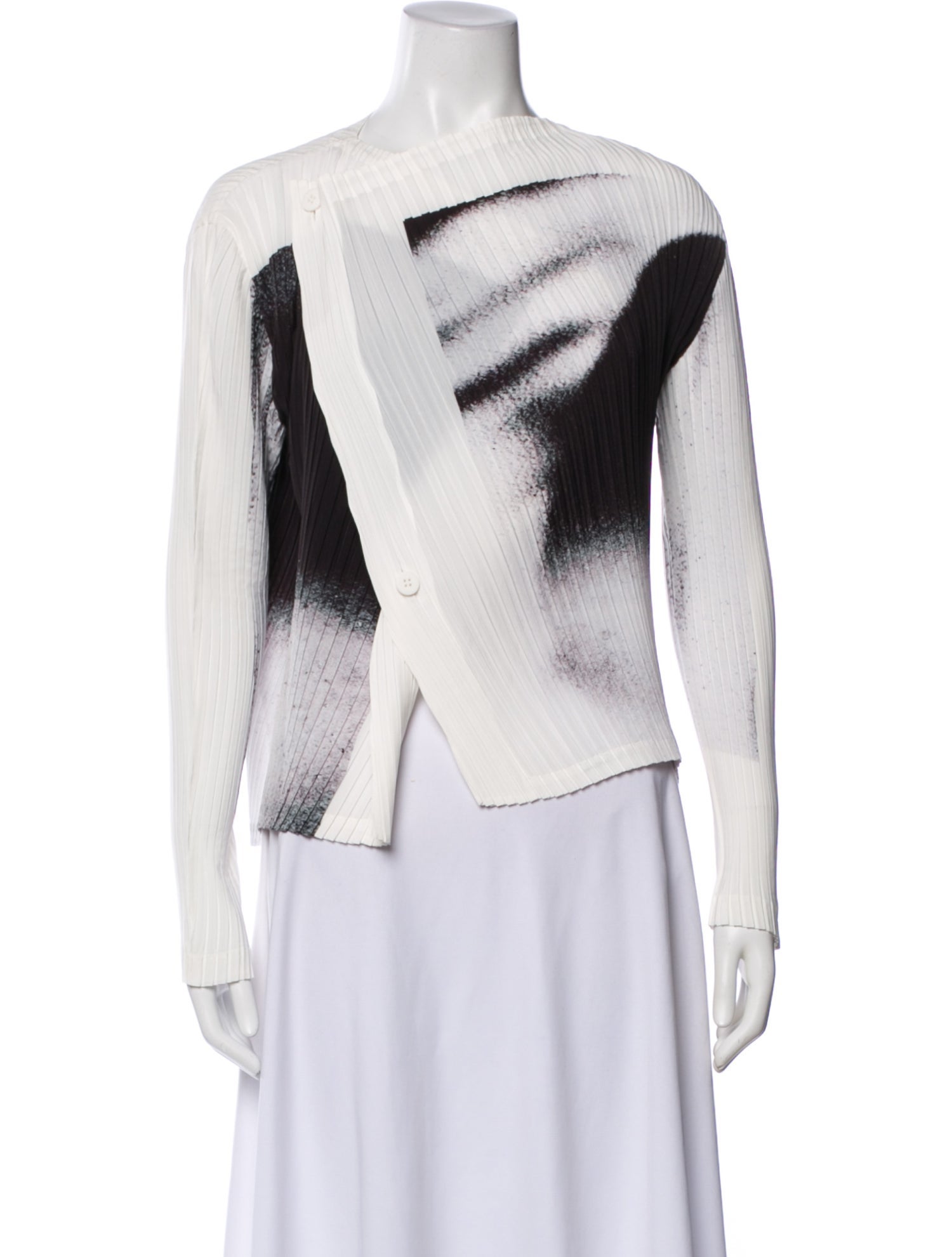 Pleats Please Issey Miyake Graphic Print Crew Neck Top
