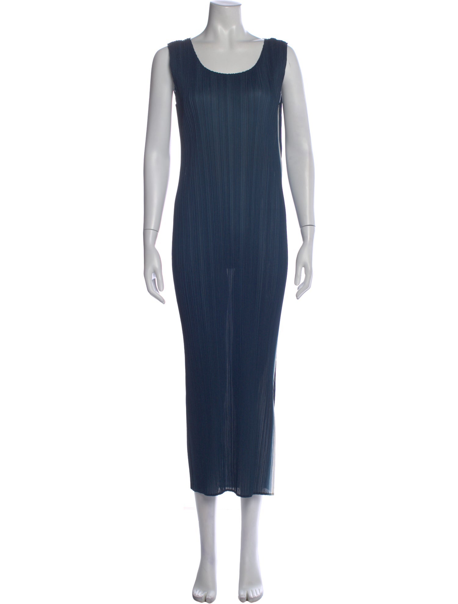 Pleats Please Issey Miyake Scoop Neck Long Dress