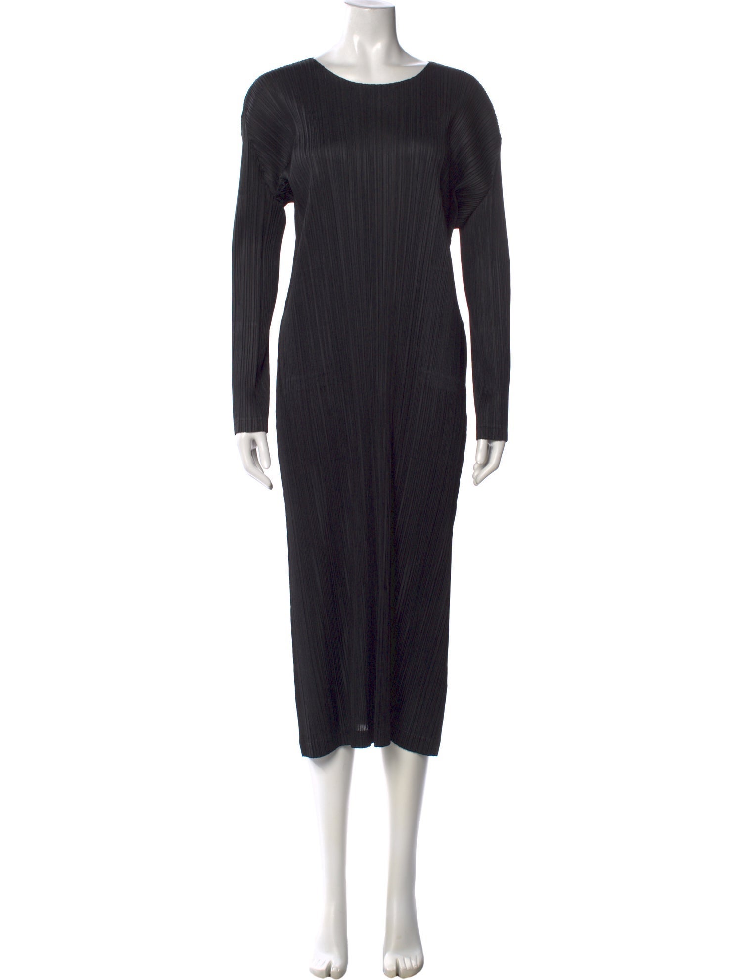 strapless open back dress Pleats Please Black Long Sleeve Round Neck Dress pp48jh155
