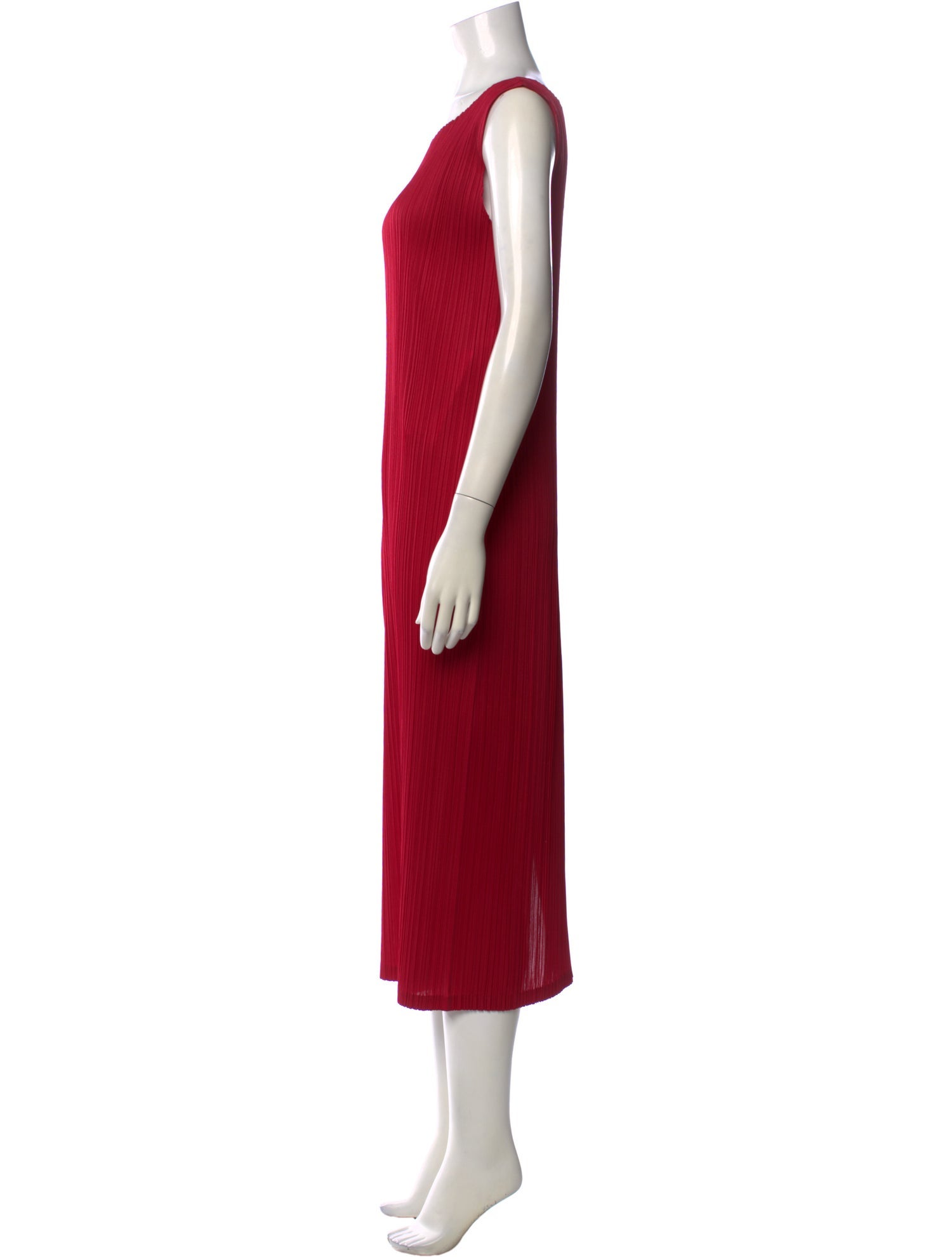 Pleats Please Issey Miyake Crew Neck Midi Length Dress