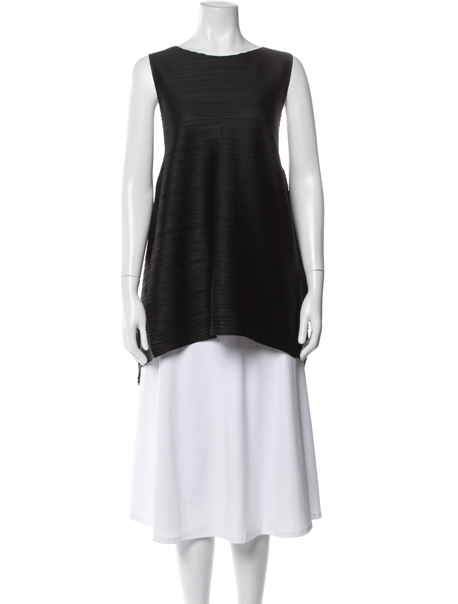 Pleats Please Issey Miyake Crew Neck Sleeveless Tunic