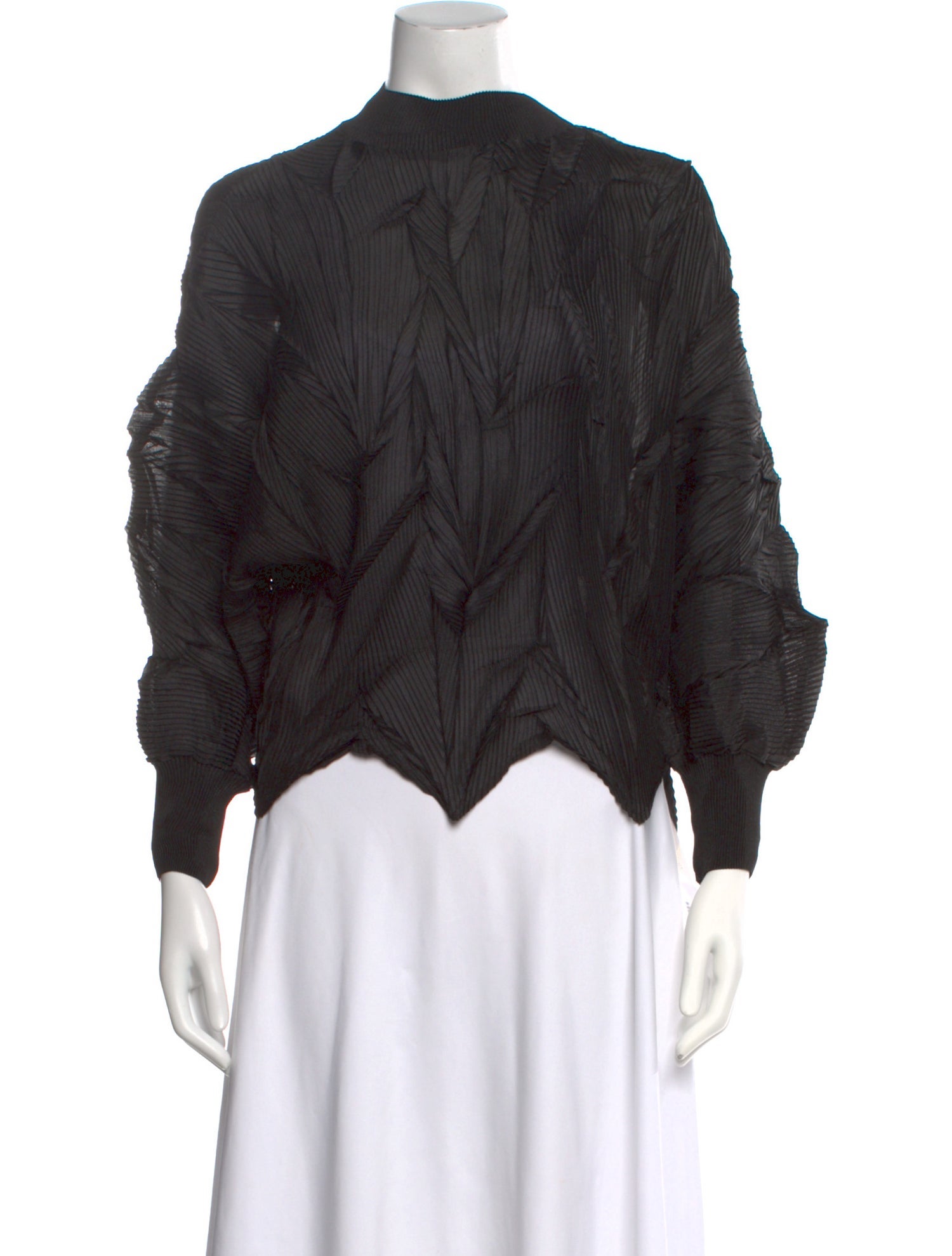 Pleats Please Issey Miyake Mock Neck Long Sleeve Top