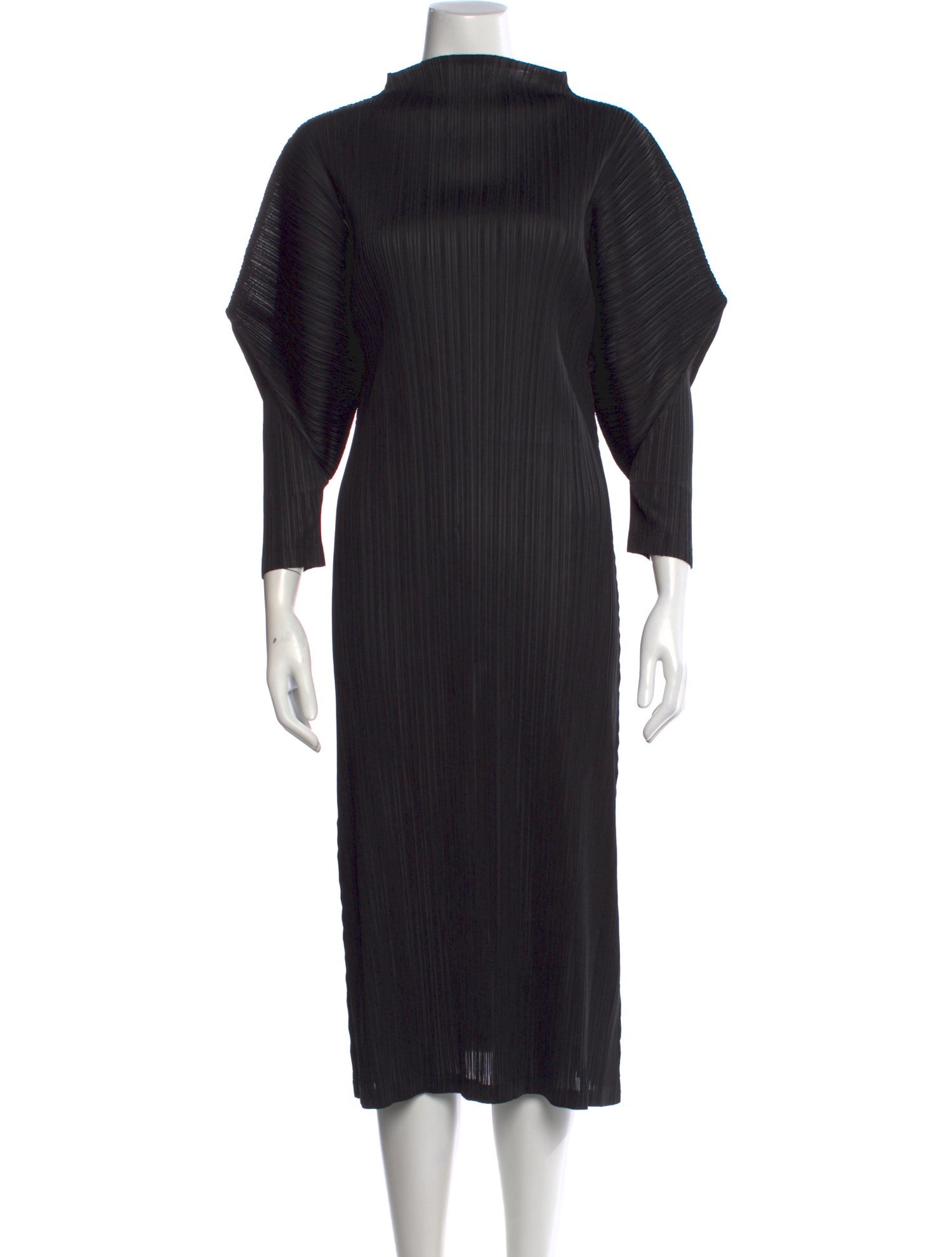 Pleats Please Issey Miyake Mock Neck Midi Length Dress