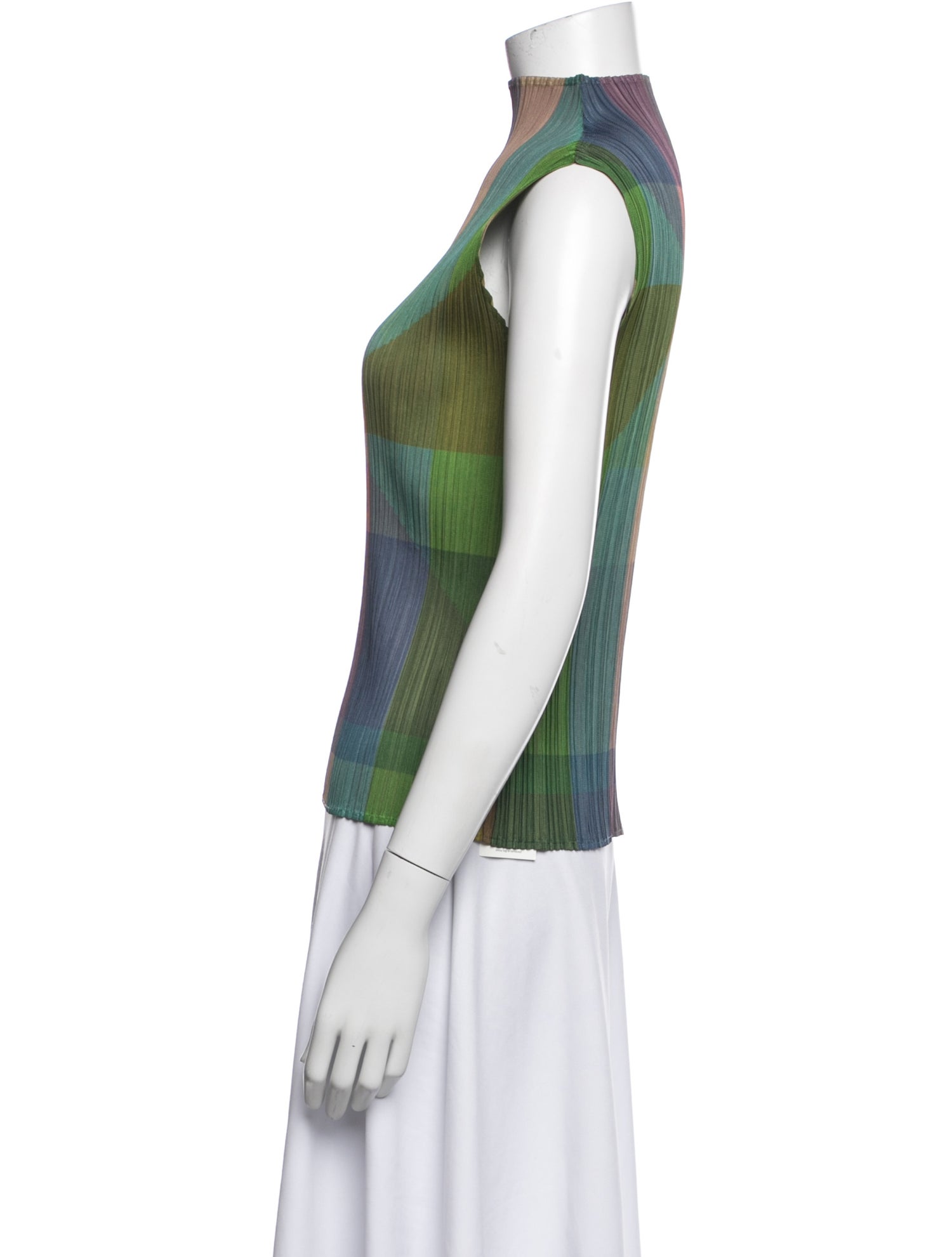 Pleats Please Issey Miyake Graphic Print Mock Neck Top