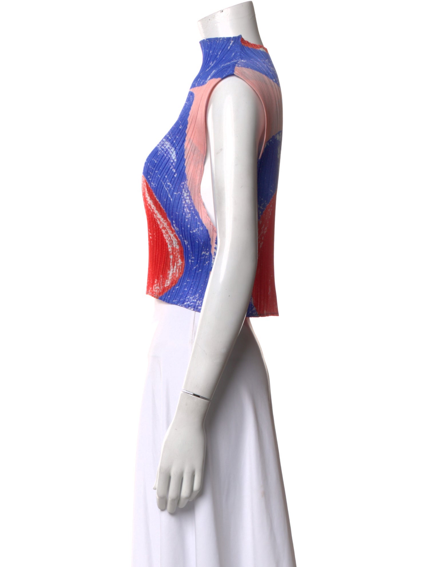 Pleats Please Issey Miyake Graphic Print Mock Neck Top