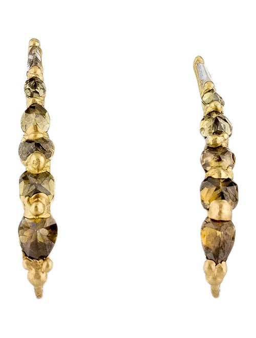 Polly Wales 18K Diamond Ear Climbers yellow