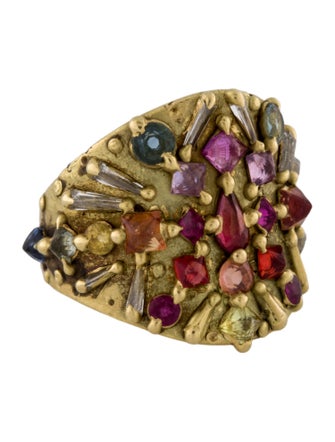 Polly Wales 18K Sapphire & Diamond Shield Ring