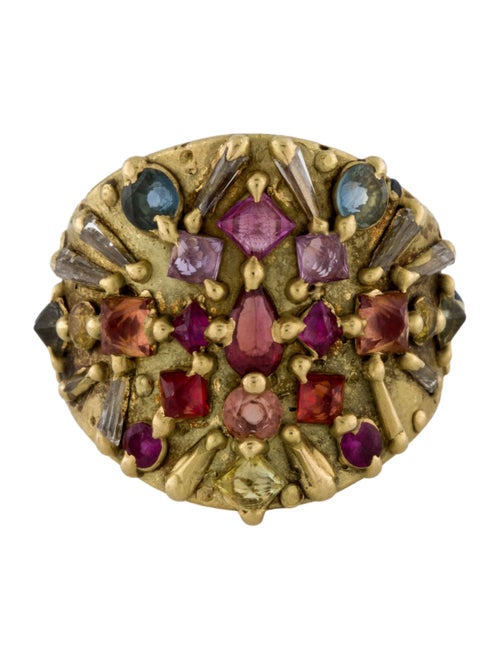 Polly Wales 18K Sapphire & Diamond Shield Ring