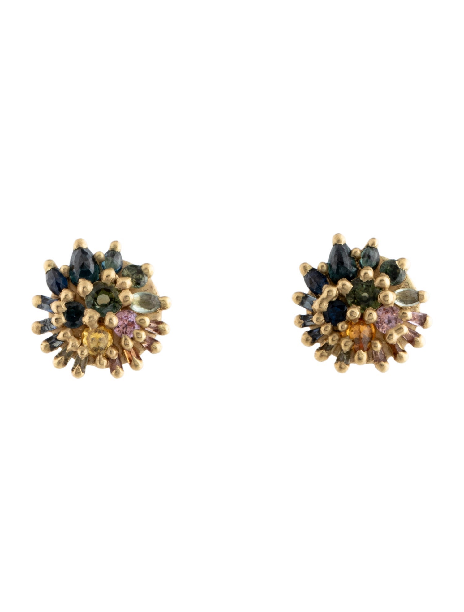 Polly Wales 18K Sapphire Rainbow Lotus Stud Earrings