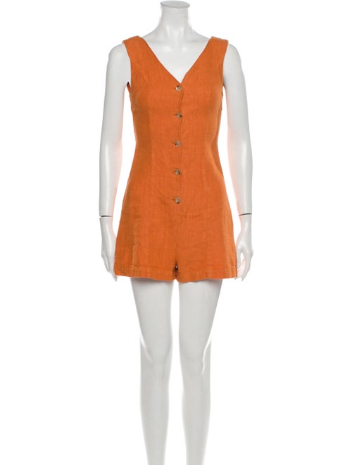 Paloma Wool Linen V-Neck Romper Wool