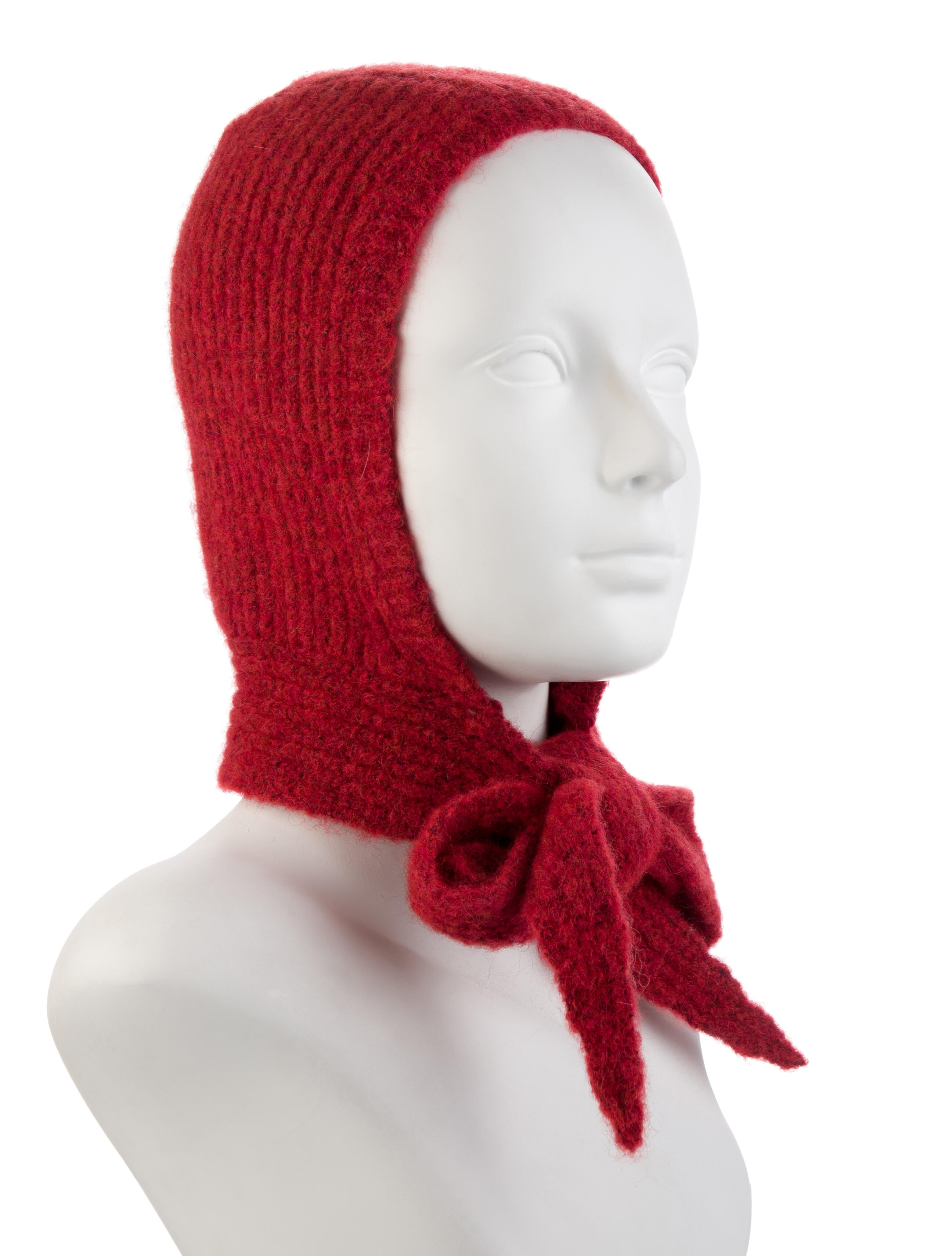 Paloma Wool Merino Wool Knit Hood - Red Hats, Accessories