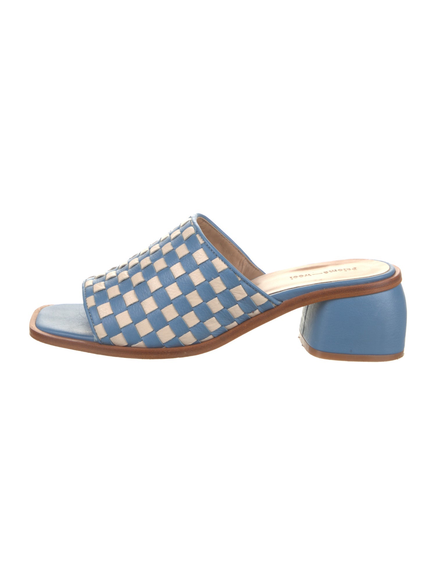 paloma wool パイソン柄 ミュール Paloma Wool Leather Plaid Print Slides - Blue Sandals, Shoes