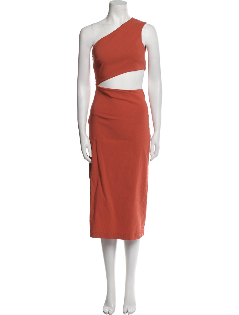 Paloma Wool Sheath Dress Orange Cutout Accent Sleeveless with One-Shoulder Concealed