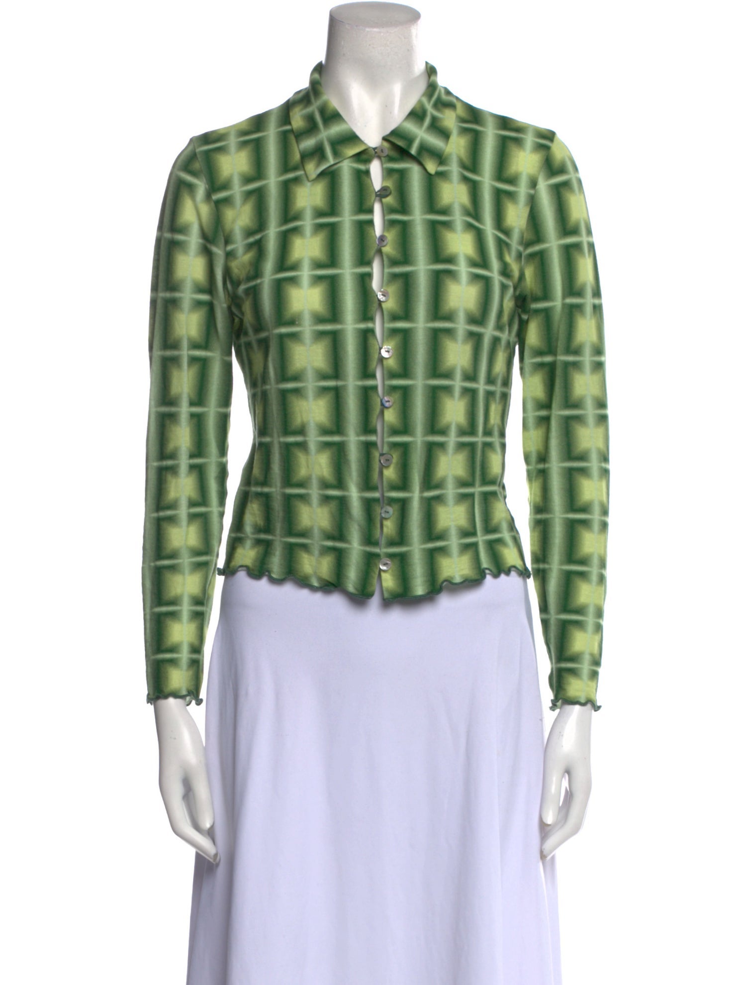 Paloma Wool Plaid Print Long Sleeve Button-Up Top