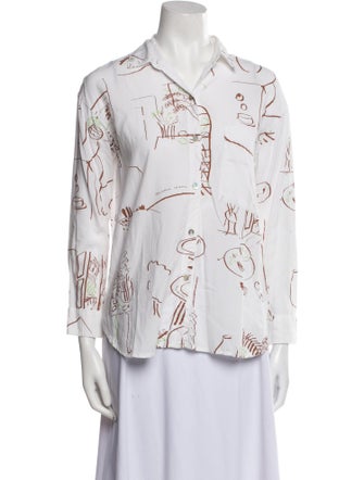 Paloma Wool Printed Three-Quarter Sleeve Button-Up Top