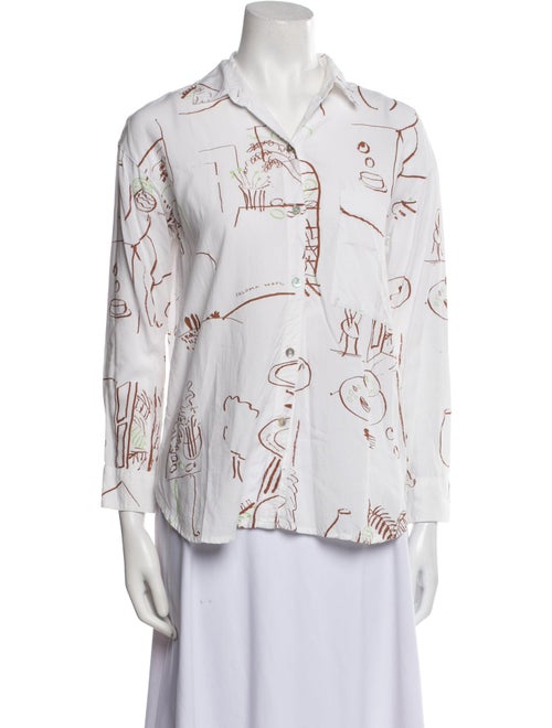 Paloma Wool Printed Three-Quarter Sleeve Button-Up Top