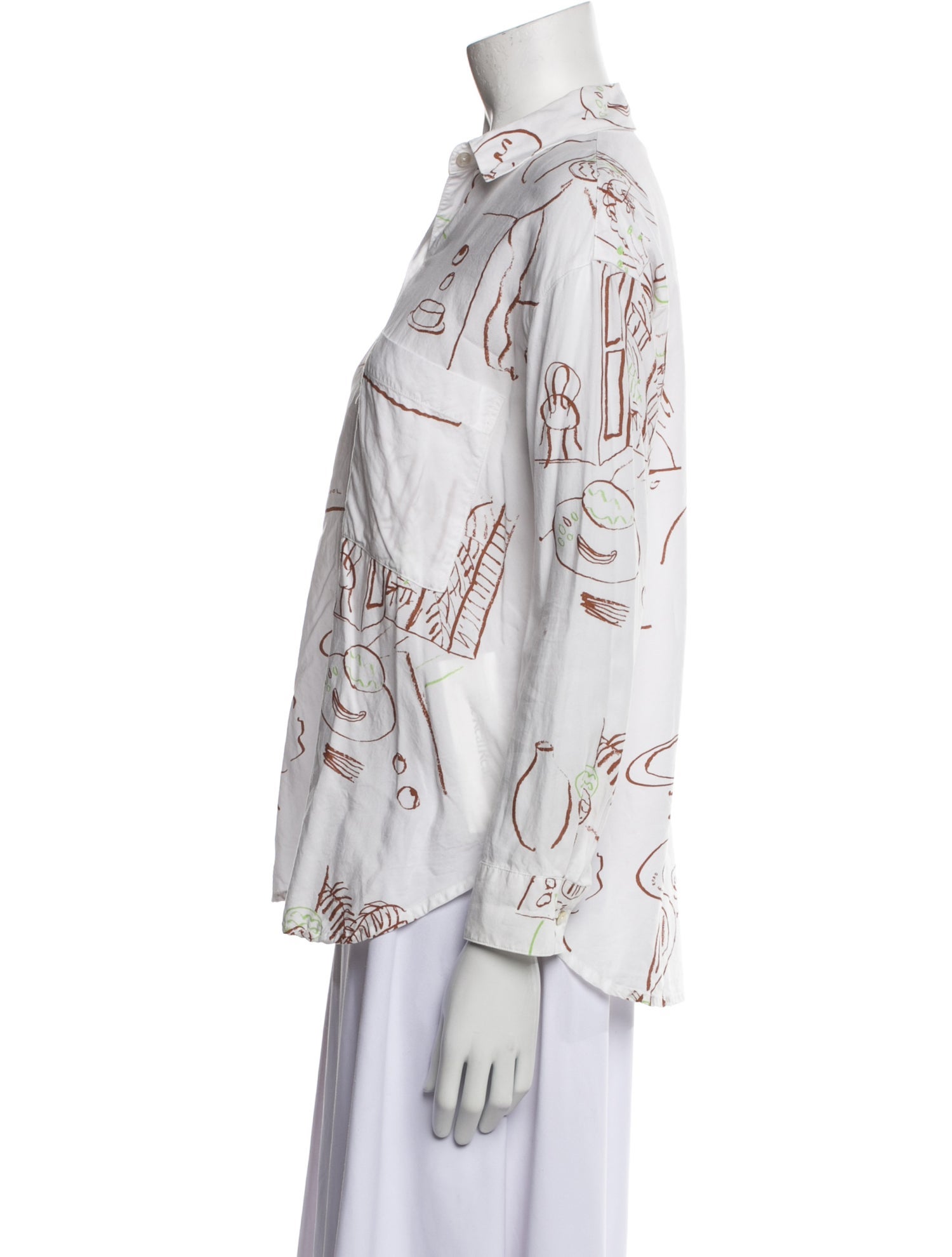 Paloma Wool Printed Three-Quarter Sleeve Button-Up Top