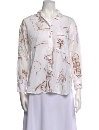 Paloma Wool Printed Three-Quarter Sleeve Button-Up Top