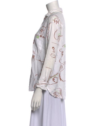 Paloma Wool Printed Three-Quarter Sleeve Button-Up Top