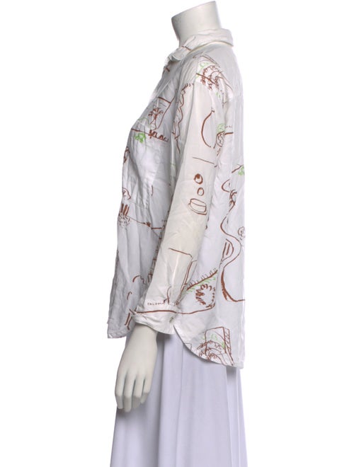 Paloma Wool Printed Three-Quarter Sleeve Button-Up Top