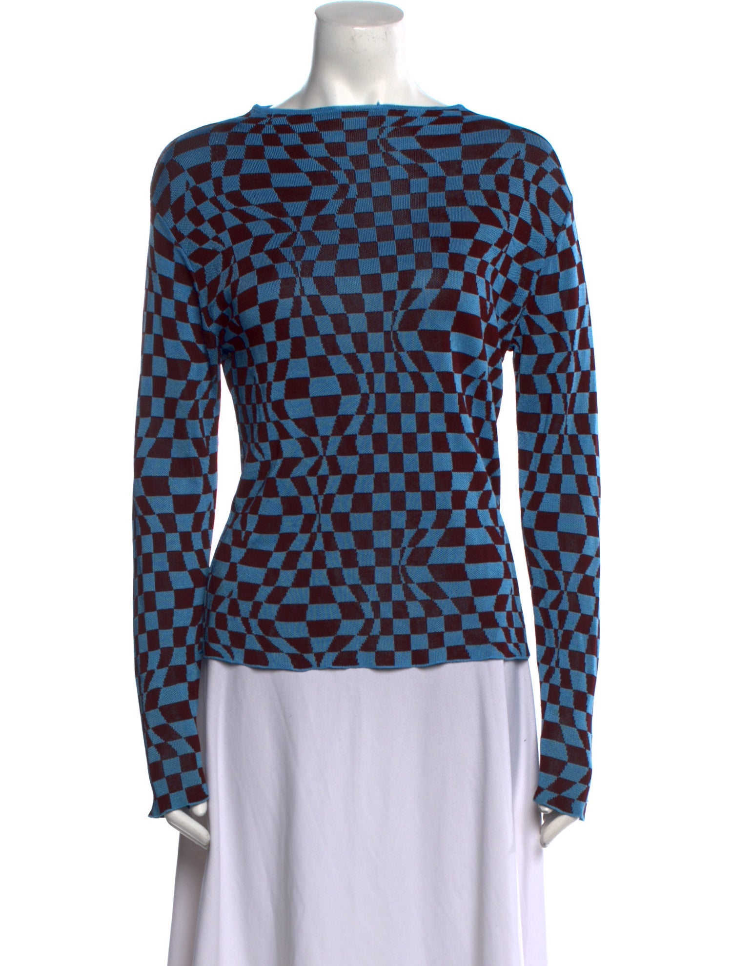 Paloma Wool Plaid Print Bateau Neckline Sweater