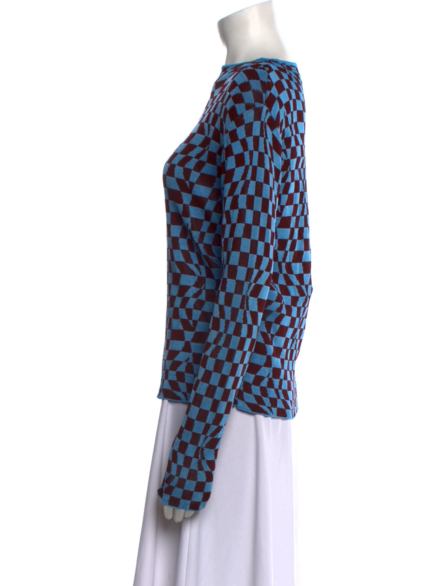 Paloma Wool Plaid Print Bateau Neckline Sweater