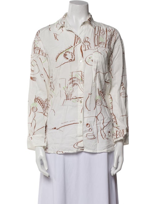 Paloma Wool Printed Three-Quarter Sleeve Button-Up Top