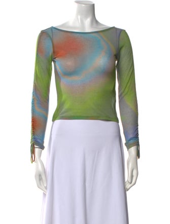 Paloma Wool Tie-Dye Print Bateau Neckline Crop Top