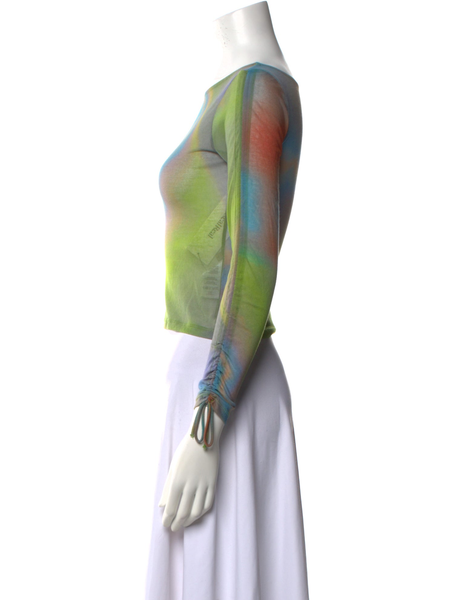 Paloma Wool Tie-Dye Print Bateau Neckline Crop Top