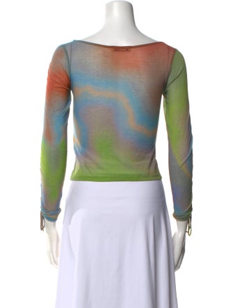 Paloma Wool Tie-Dye Print Bateau Neckline Crop Top