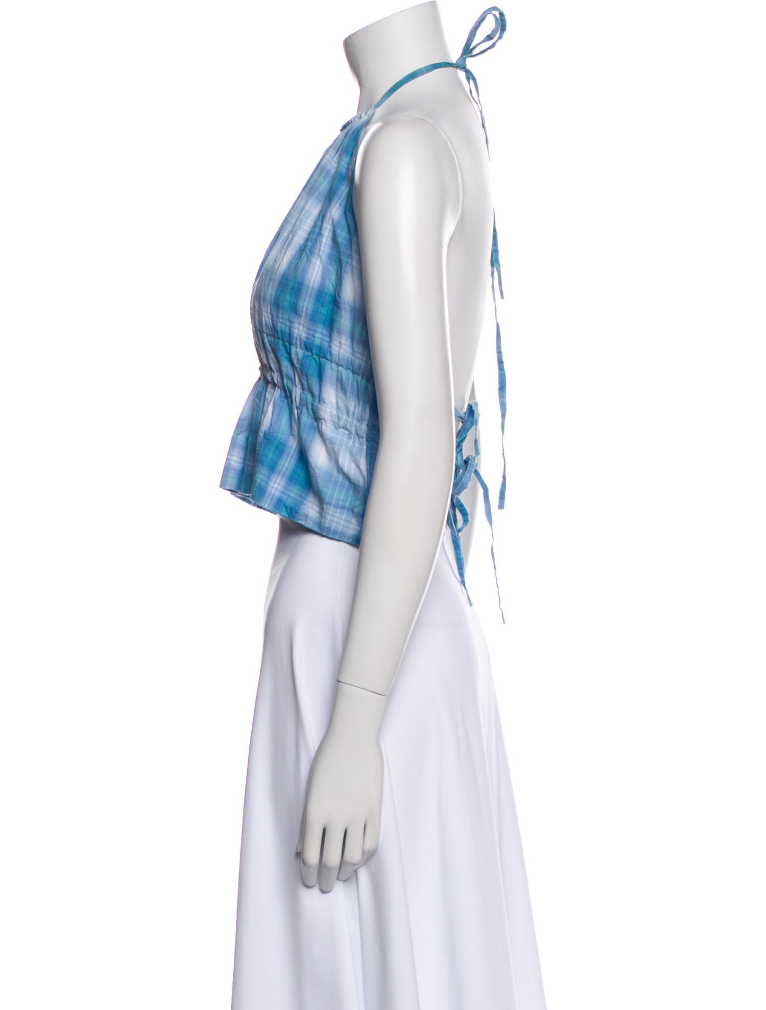 Paloma Wool Plaid Print Halterneck Crop Top