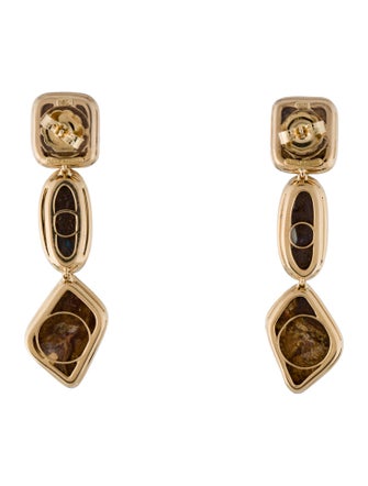 Pamela Huizenga 18K Boulder Opal & Diamond Drop Earrings