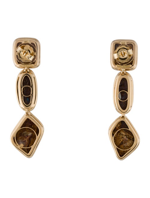 Pamela Huizenga 18K Boulder Opal & Diamond Drop Earrings