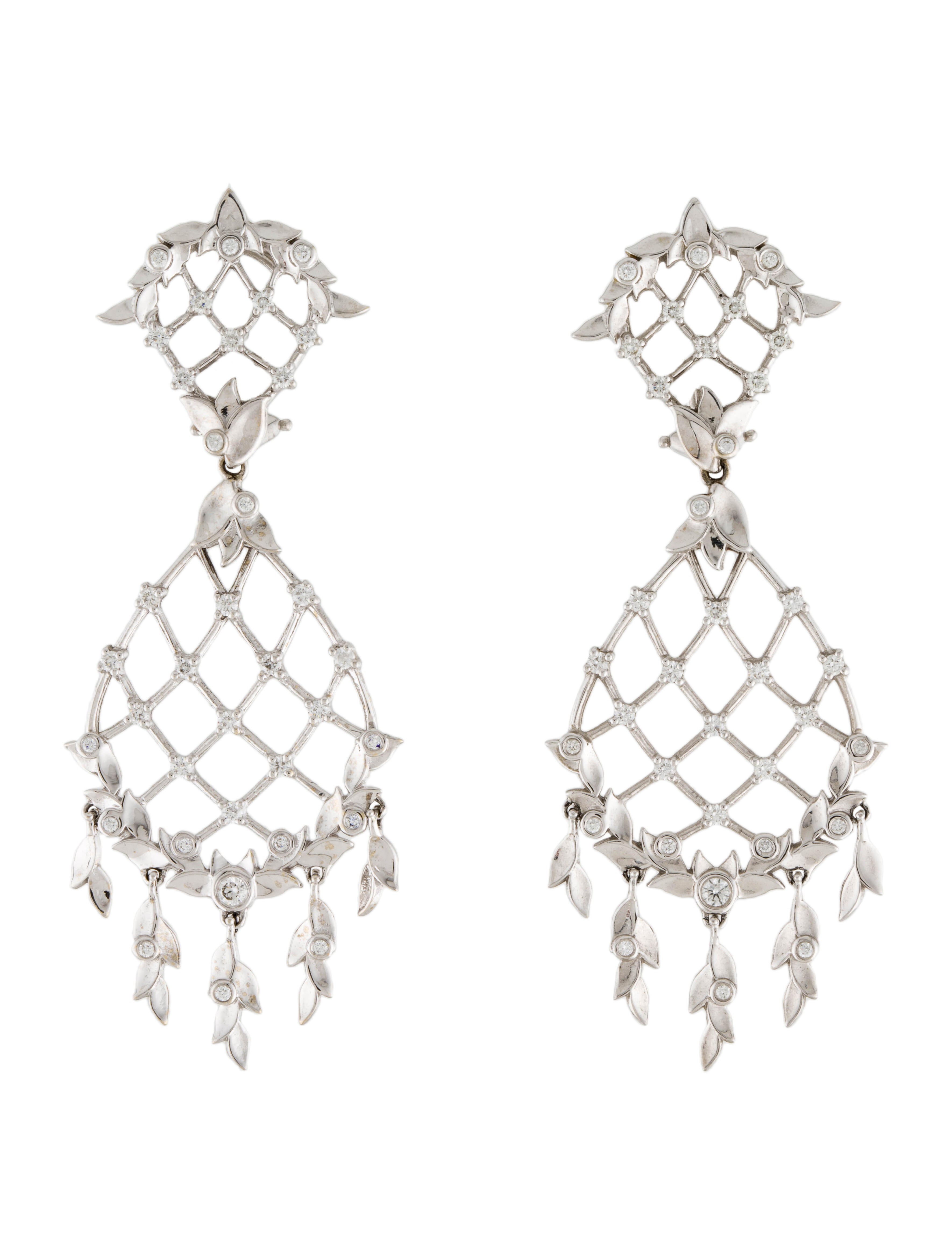 Earrings 14K Diamond Chandelier Earrings 14K White Gold Chandelier
