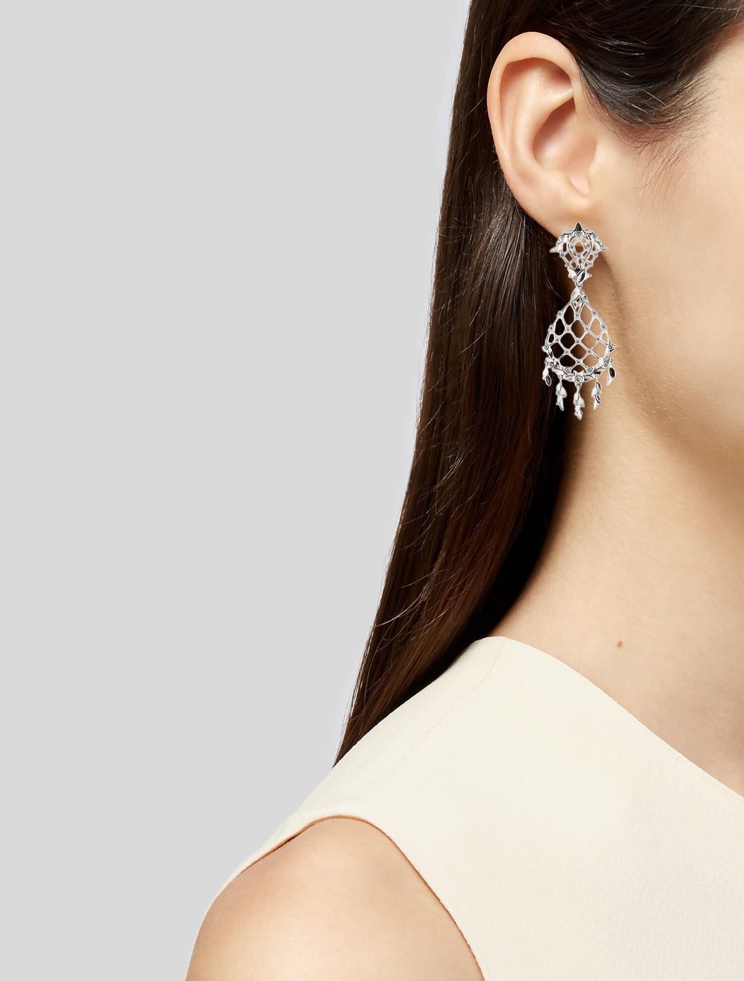 Earrings 14K Diamond Chandelier Earrings 14K White Gold Chandelier, Earrings EARRI35988