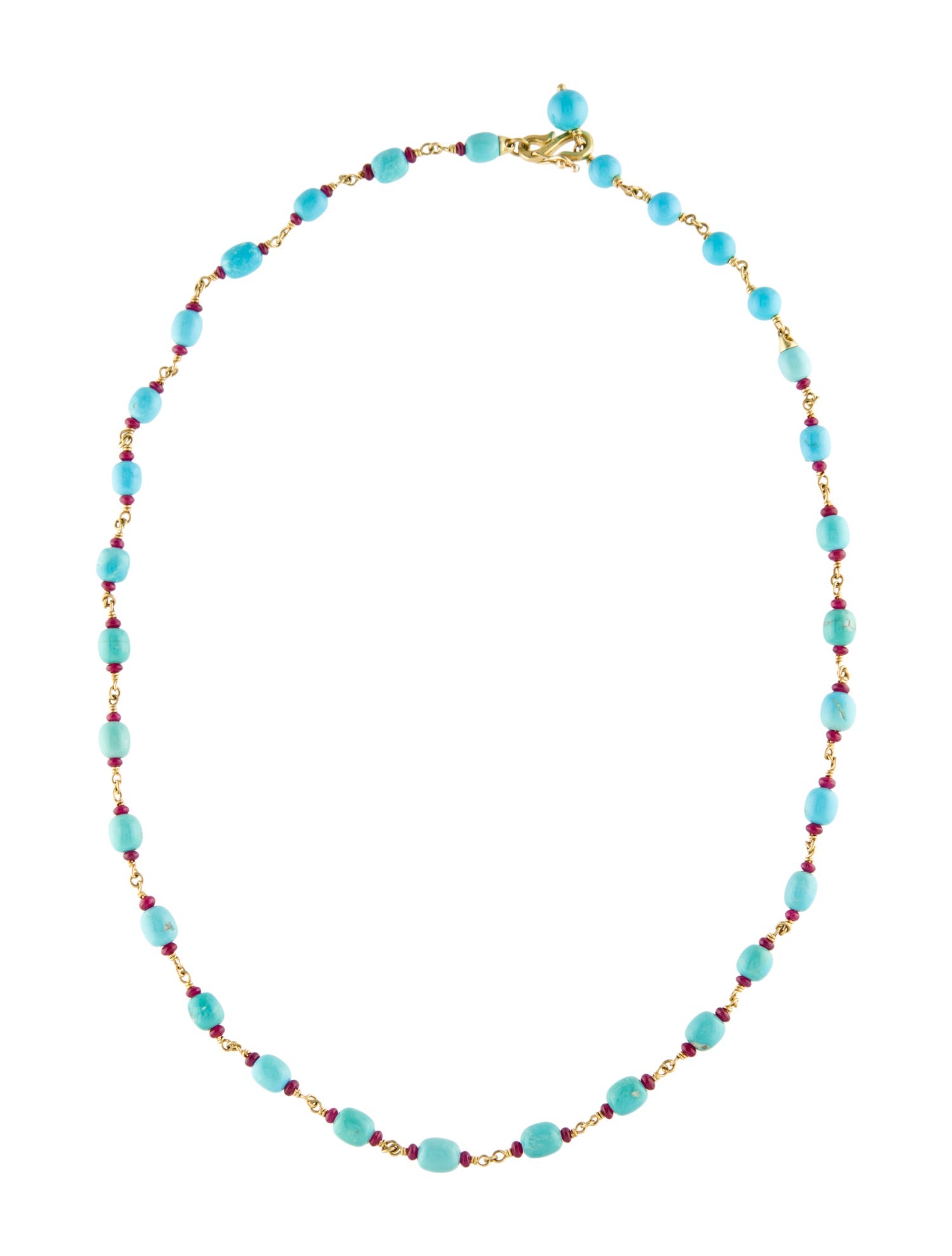 Paul Morelli 18K Turquoise & Ruby Bead Strand Necklace