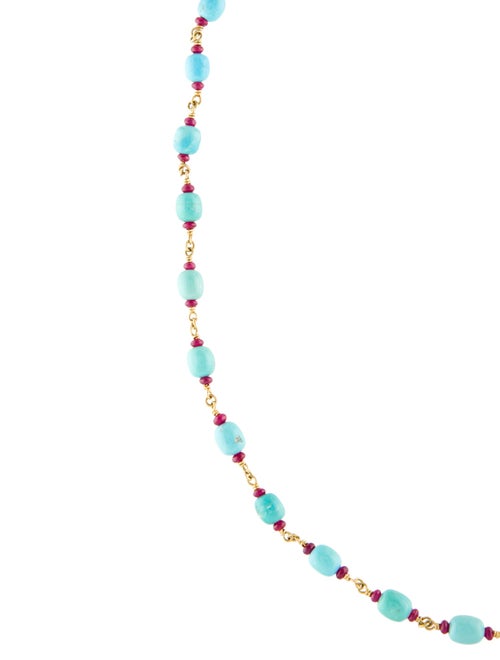 Paul Morelli 18K Turquoise & Ruby Bead Strand Necklace