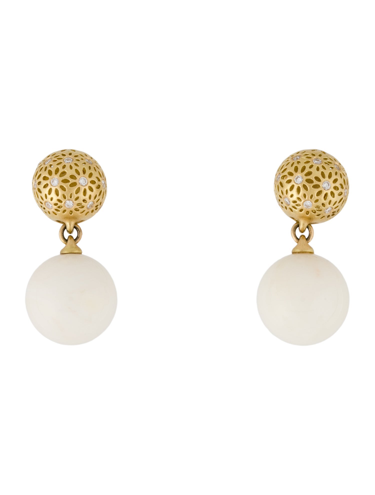 Paul Morelli 18K Coral & Diamond Drop Earrings