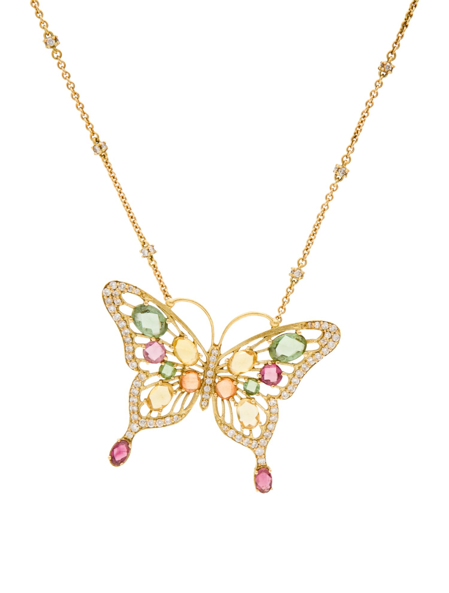 Paul Morelli 18K Tourmaline & Diamond Butterfly Pendant Necklace