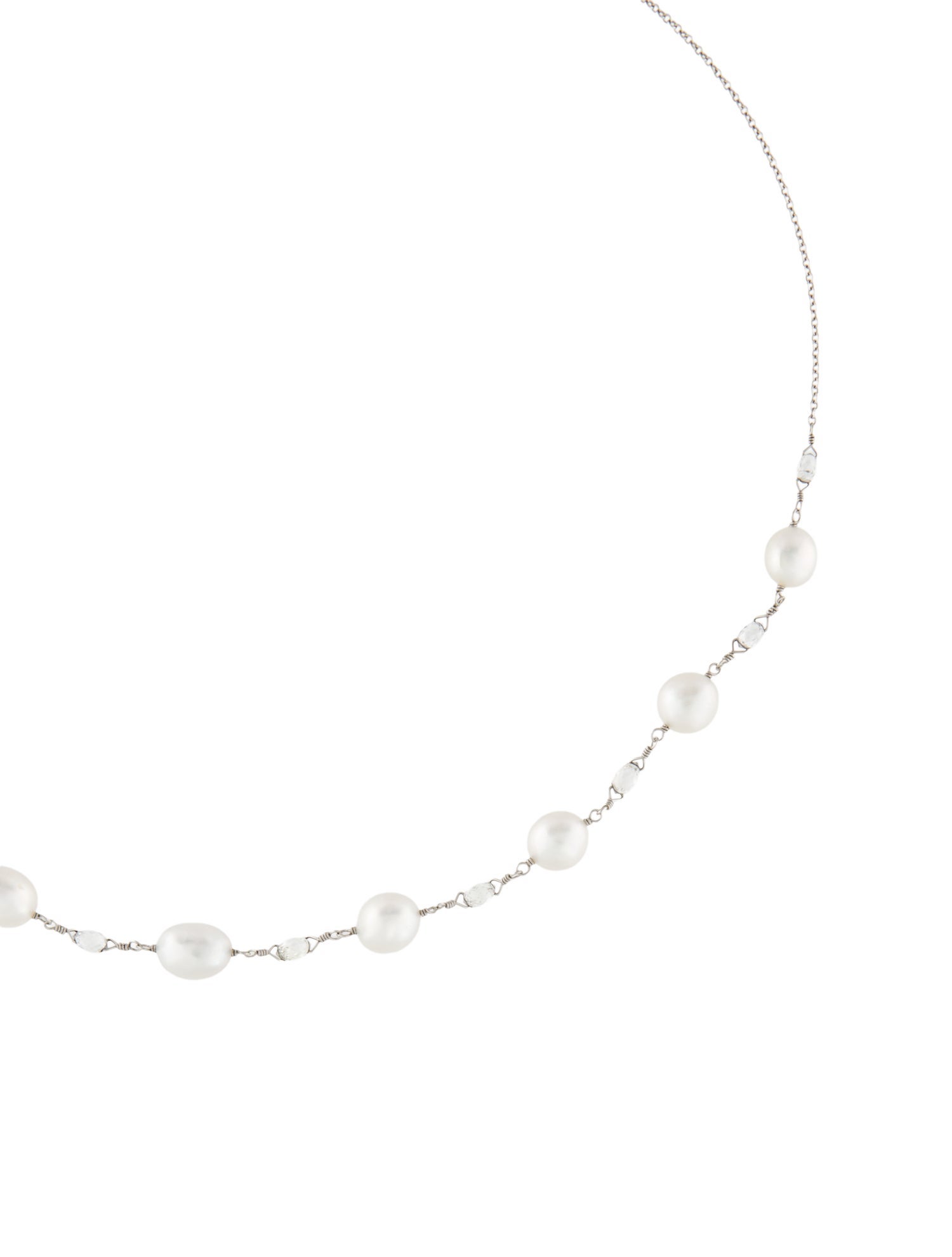 Paul Morelli Platinum Pearl & Diamond Station Necklace
