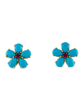 Paul Morelli Ruby & Turquoise Petal Stud Earrings