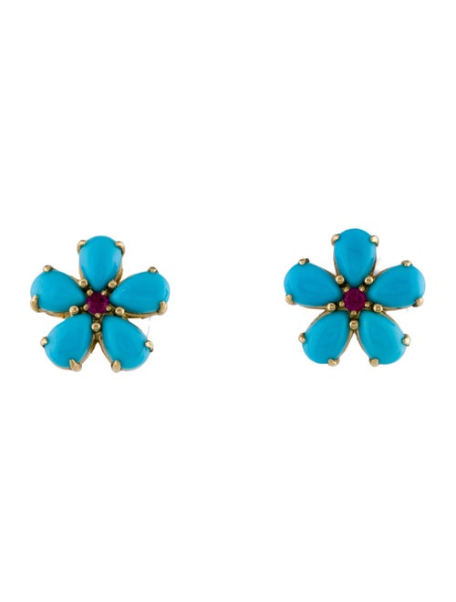 Paul Morelli Ruby & Turquoise Petal Stud Earrings