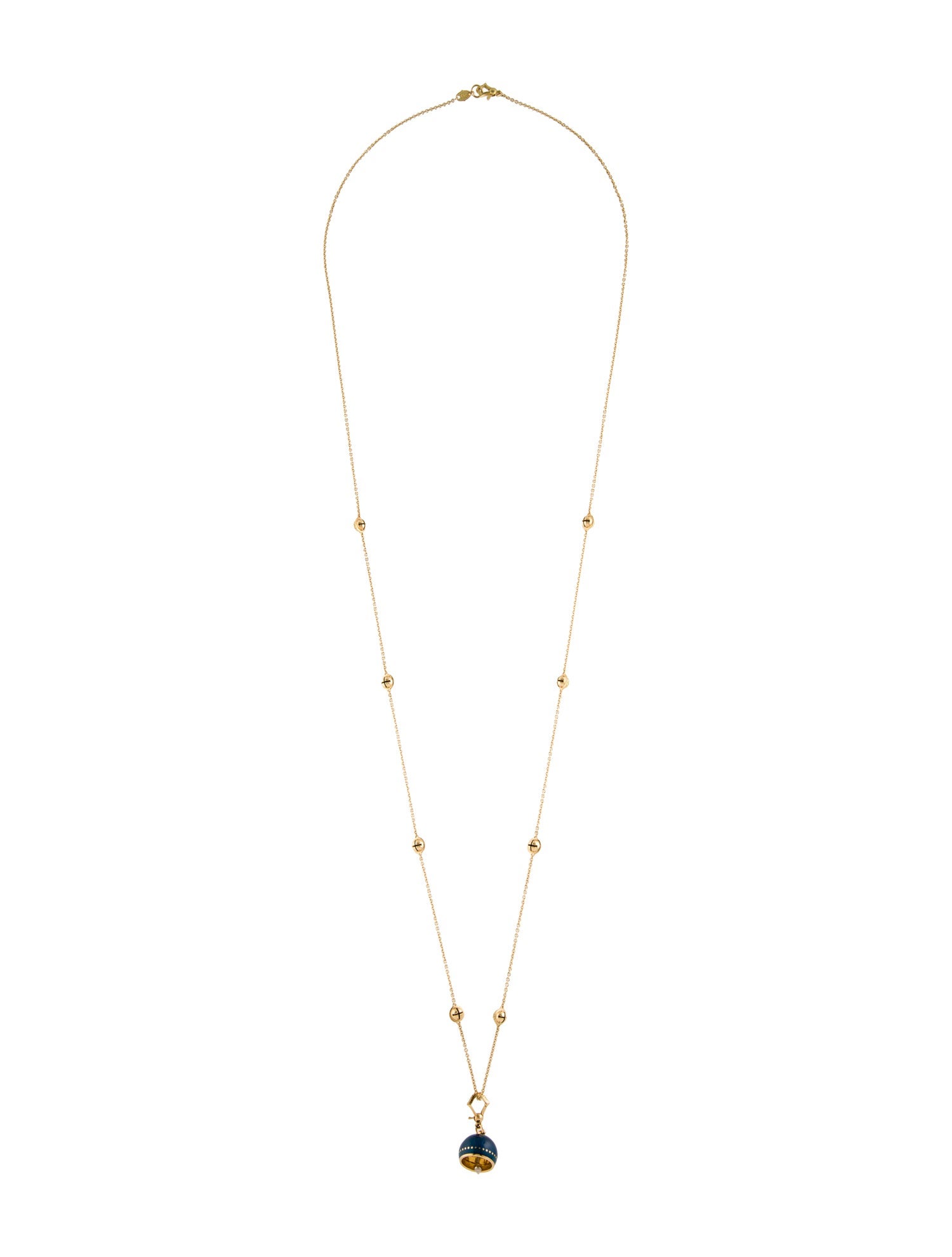 Paul Morelli Meditation Bell Station Necklace w/Enameled Meditation Bell Charm