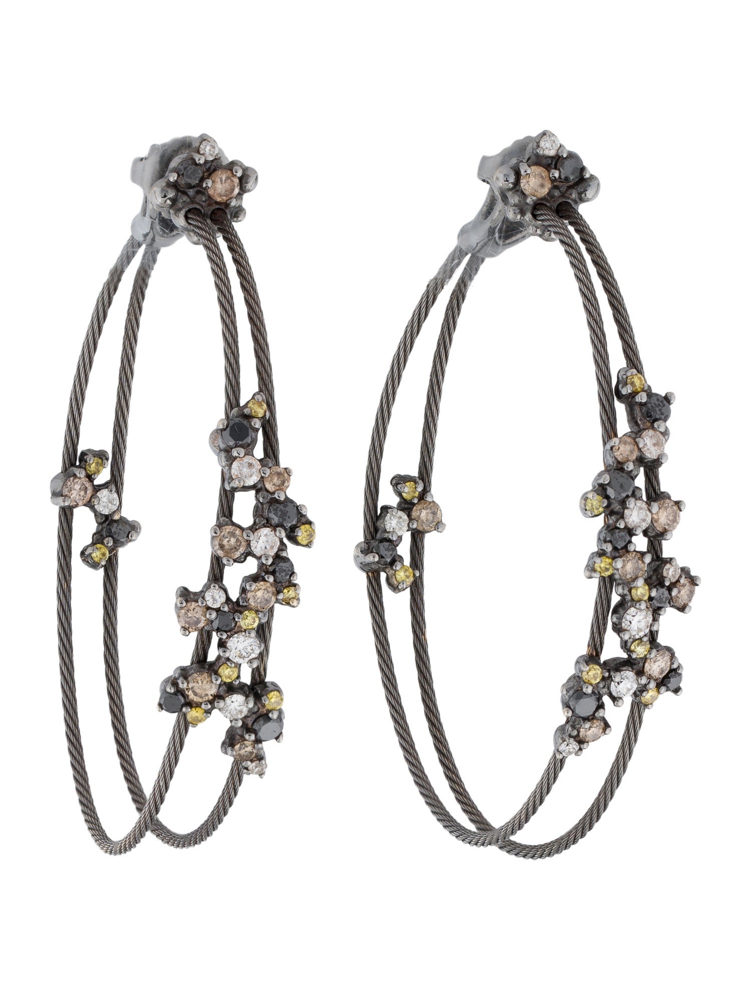 Paul Morelli 18K Diamond Double Unity Confetti Hoop Earrings
