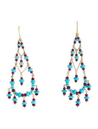 Paul Morelli 18K Turquoise & Ruby Drop Earrings