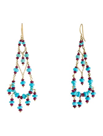 Paul Morelli 18K Turquoise & Ruby Drop Earrings